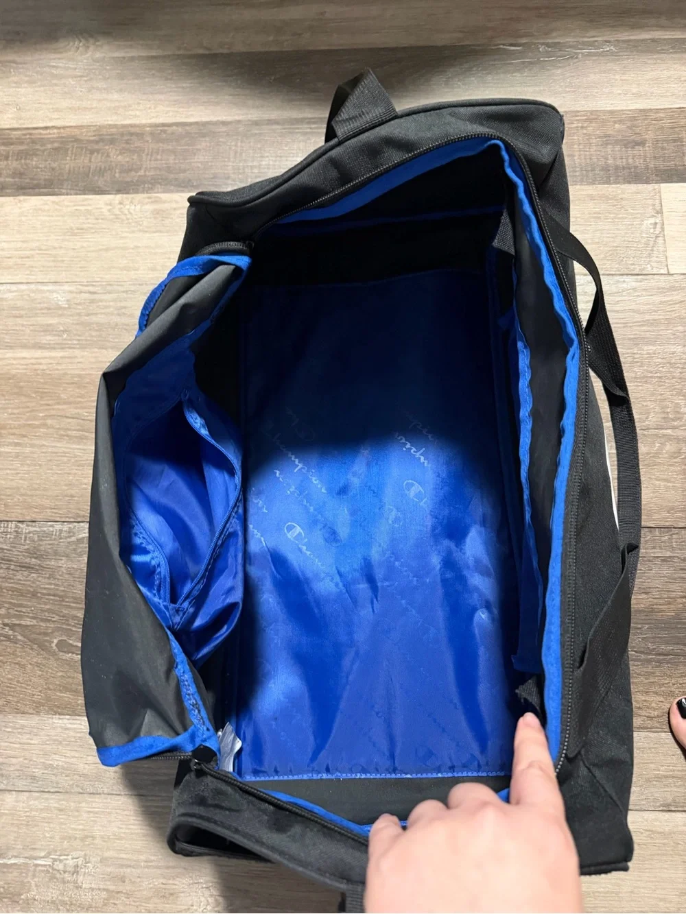 Champion Black and Blue Duffel Gym Bag